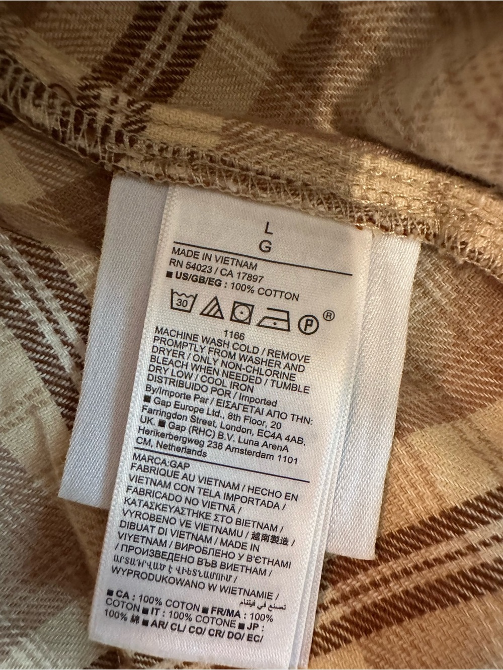 GAP Plaid Button-Down Shirt in Beige and Brown flannel - Picture 3 of 5
